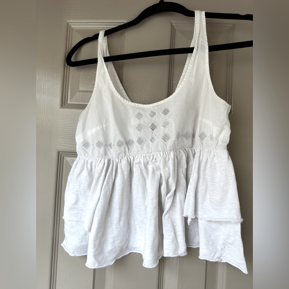 American Eagle White multilayered tank